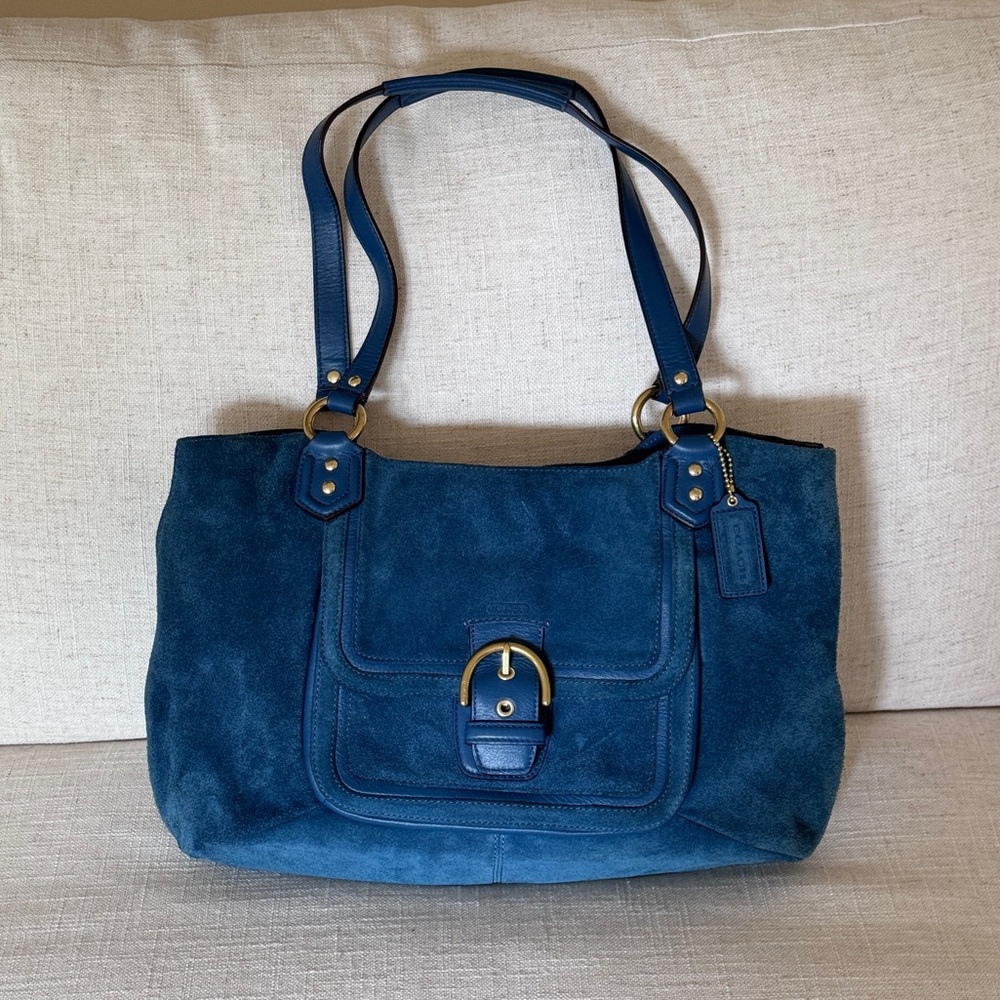 Coach Teal Suede Campbell Belle Carryall